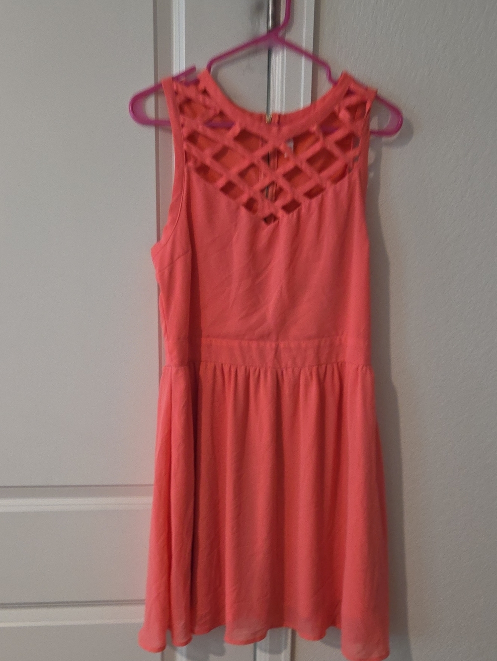 Xhilaration Coral Lattice-Back Sleeveless Dress